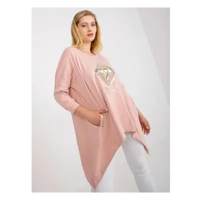 Női hosszú plus size blúz zsebekkel CHARITY rózsaszín CHARITY pink