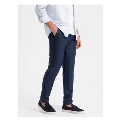 Férfi klasszikus chino nadrág SLIM FIT sötétkék V1 OM-PACP-0182 OM-PACP-0182