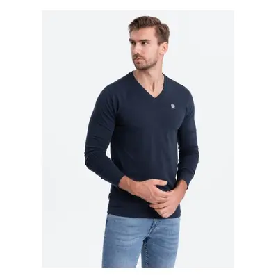 Férfi hosszú ujjú póló V-NECK tengerészkék