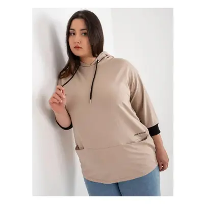 Női blúz zsebekkel plus size JOLIE sötétbézs sötétbézs