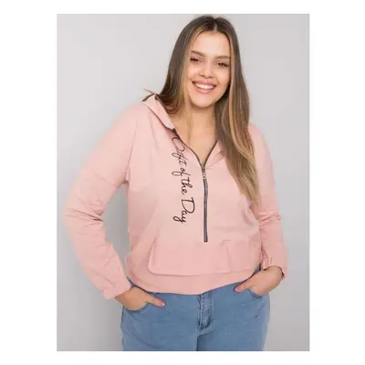 Női egyszínű plus size pulóver ELISA pink