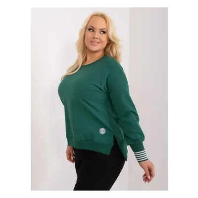 Női plus size blúz mandzsettával sötétzöld