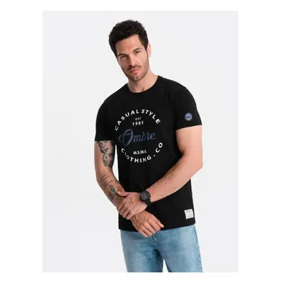 T-shirt męski z nadrukiem Ombre Casual Style fekete