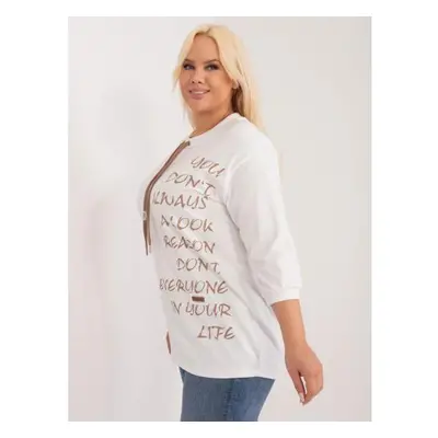 Női plus size pamut blúz DOUBLE barna ekrü barna