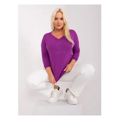 Női plus size blúz felirattal OORMA sötétlila