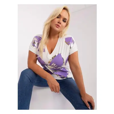 Női nyomtatott blúz plus size LEE ekrü-lila