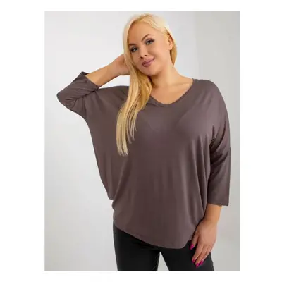 Női plus size 3/4-es ujjú blúz JOLA barna