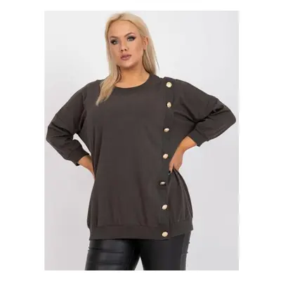 Női kerek nyakkivágású plus size blúz BRIGITTE khaki