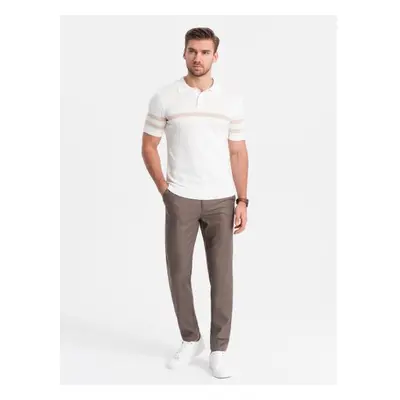 Férfi klasszikus chino nadrág SLIM FIT sötétbézs V2 OM-PACP-0182 OM-PACP-0182