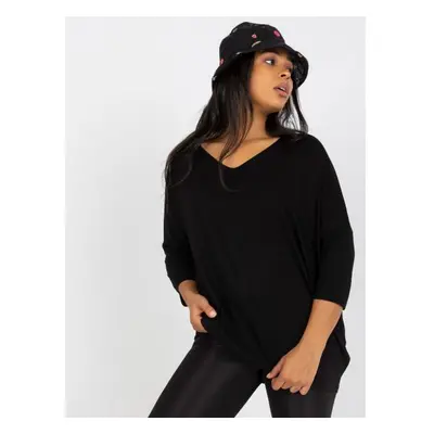 Plus size blúz 3/4 ujjal CYRIA fekete