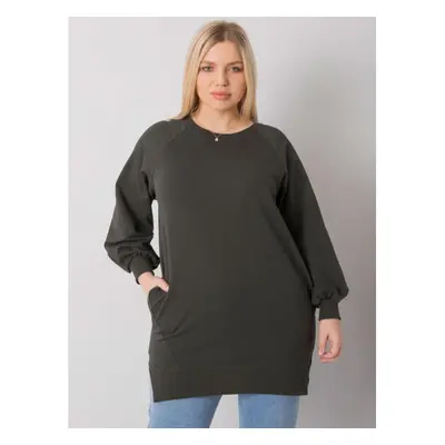 Női plus size blúz TOLEDO sötét khaki színben