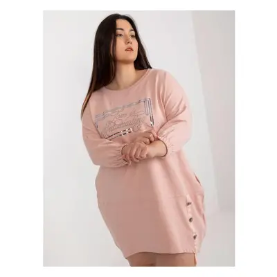 Női plus size midi ruha applikációval SINI rózsaszínű