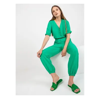 Női rövid ujjú Jumpsuit RUE PARIS zöld