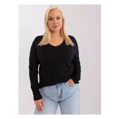 Női szabott pulóver plus size WEZ fekete