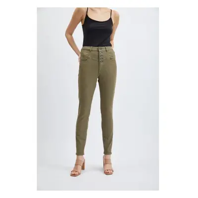 Khaki női skinny fit farmer