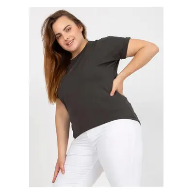 Női aszimmetrikus, plus size pamut póló MIA khaki