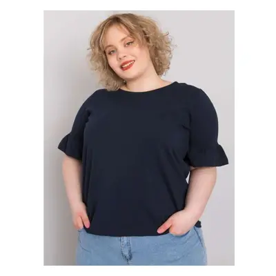 Női pamut plus size blúz YARELI tengerészkék