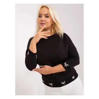 Női plus size blúz kerek nyakkivágással ORILE fekete