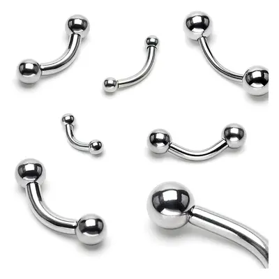 Sebészeti acél piercing két golyóval, ezüst színű, 2,4 mm - Méret: 2,4 mm x 10 mm x 5 mm