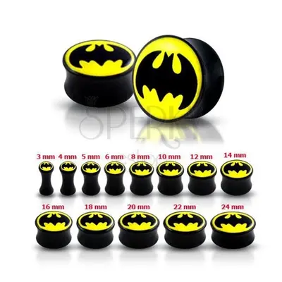 Fényes fekete fülplug - Batman - Vastagság: 3 mm