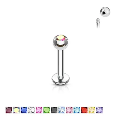 Vékony Labret golyós végződéssel és cirkóniával 1,2 mm - Méret: 1,2 mm x 10 mm x 3 mm, A cirkóni