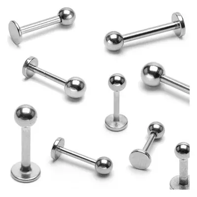 Egyszerű labret fényes golyócska végződéssel 1 mm - Méret: 10 mm x 2 mm