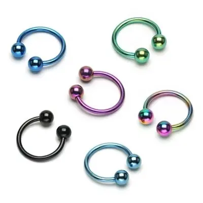 Patkó piercing anodizált titániumból - két golyócska - A piercing vastagsága: 1,6 mm, A cirkónia