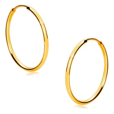 Arany karika fülbevalók 14K aranyból - vékony, lekerekített vállak, fényes felület, 17 mm