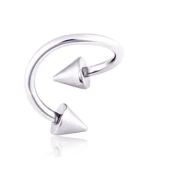 Acél szemöldökpiercing twist heggyel - Méret: 1,6 mm x 10 mm x 4x4 mm