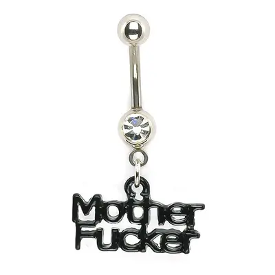 Köldök piercing - cirkónia és Mother Fucker felirat - A cirkónia színe: Átlátszó - C