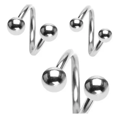 Spirál szemöldök piercing golyókkal 1,2 mm - Méret: 10 mm x 3x3 mm