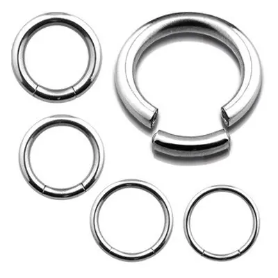 Acél piercing, fényes és sima karika, ezüst színváltozatban - Átmérő: 10 mm