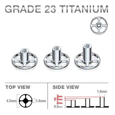 Titániumból készült szubkután microdermal implantátum, kör alakú, belső menet, négy furat - Hoss