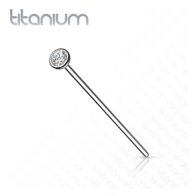 Titánium orrpiercing ezüst színben – átlátszó cirkónia kerek foglalatban, 1 mm - Méret: 1 mm x 1