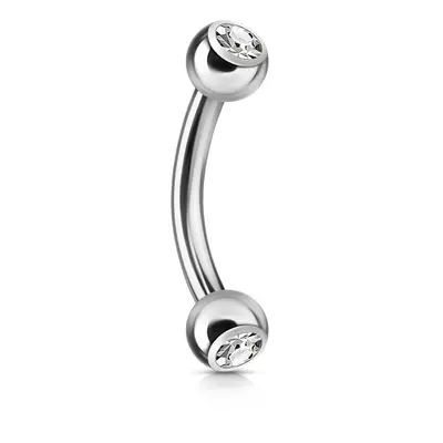 316L acél szemöldök piercing – átlátszó cirkóniás golyók, ezüst színű, 6 mm