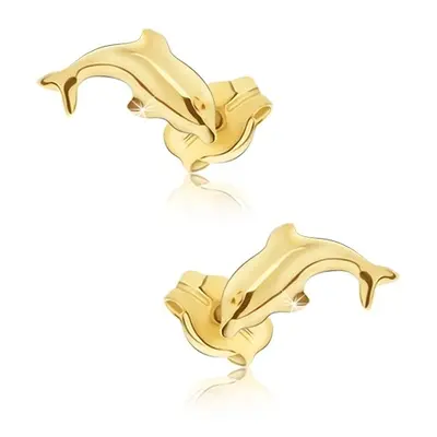 14K gold earrings with smooth dolphin motif