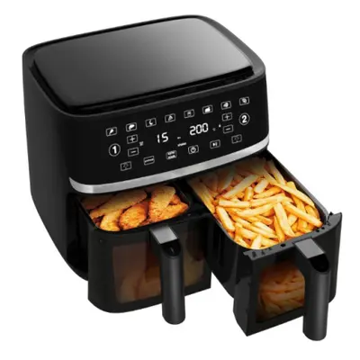 Amiko A60 Hot Air Fryer, multifunkciós kétkosaras digitális forrólevegős sütő, 1700W, 10L - feke