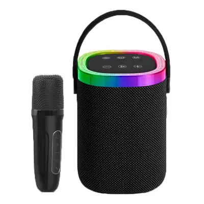 Vezeték nélküli Bluetooth party hangszóró mikrofonnal, LED fénnyel, akkus működés, 10 W, fekete