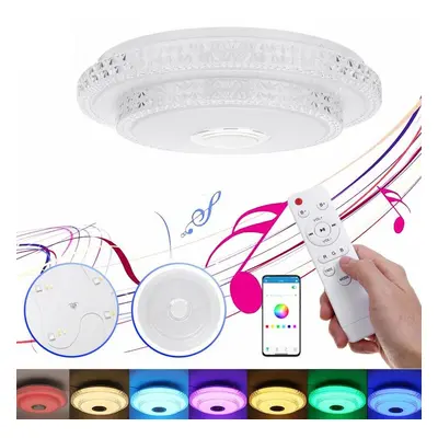 Bluetooth hangszórós RGBW mennyezeti LED lámpa távirányítóval, 2x24W + 2x36W, 52 cm