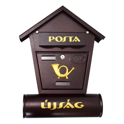 Utcai postaláda újságtartóval - sötétbarna (BBA) (BBL)