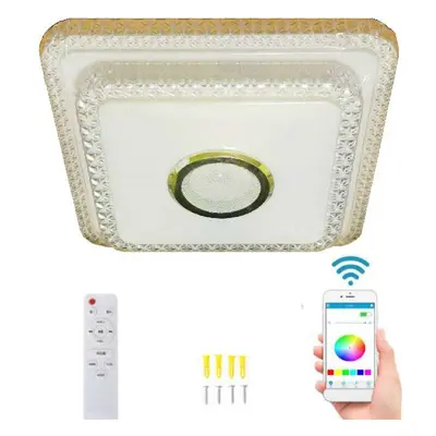 Mennyezeti lámpa csillogó dekor sávval, bluetooth hangszóróval, 3 színhőmérséklettel - 60W, 40cm