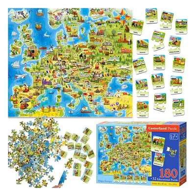 Fedezd fel Európát! 180 darabos puzzle - további 32 darab oktatási kvíz kártyával (BBI-4796)