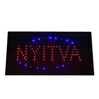 „Nyitva” LED tábla / villogó kék kerettel (BBL)