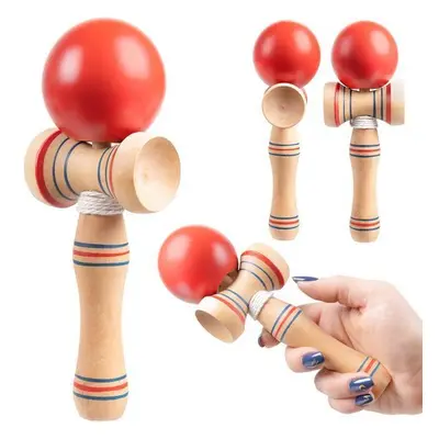 Fából készült készségfejlesztő játék (kendama) - csíkos (BBJ)