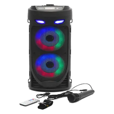 Hordozható akkumulátoros bluetooth party hangszóró karaoke mikrofonnal és vállpánttal ZQS-4239 (