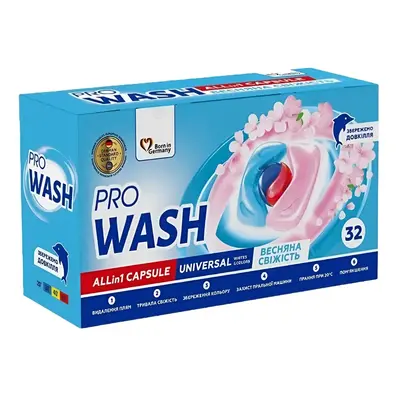 10 X 32 db PRO WASH Spring Freshness univerzális mosókapszula - 320 mosáshoz elegendő