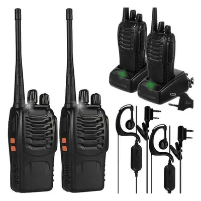 2 darabos Walkie Talkie szett zseblámpával, fülhallgatóval, 3-5 km-es hatótávolság (BB-20446)