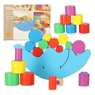 Hold alakú fakocka egyensúlyozó puzzle montessori arcade ügyességi játék (BBI-7295)