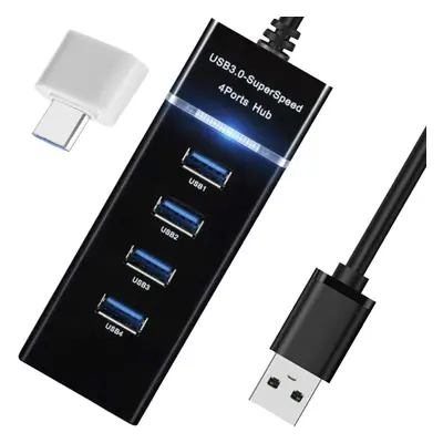 USB elosztó 25 cm-es kábellel és 4 bemenettel - USB HUB Hot Swap funkcióval és túltöltés elleni 