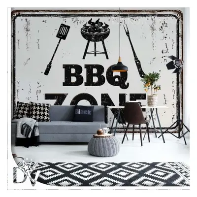 Fotótapéta - Retro konyhai grillezés minta BBQ Zone""